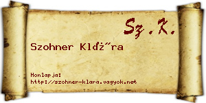 Szohner Klára névjegykártya